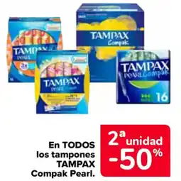 Carrefour TAMPAX En todos los tampones compak pearl oferta