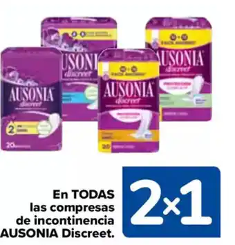 Carrefour AUSONIA En todas las compresas de incontinencia discreet. oferta