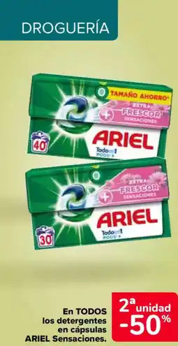 Carrefour ARIEL En todos los detergentes en cápsulas sensaciones oferta