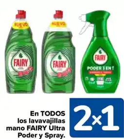 Carrefour FAIRY En todos los lavavajillas mano ultra poder y spray. oferta