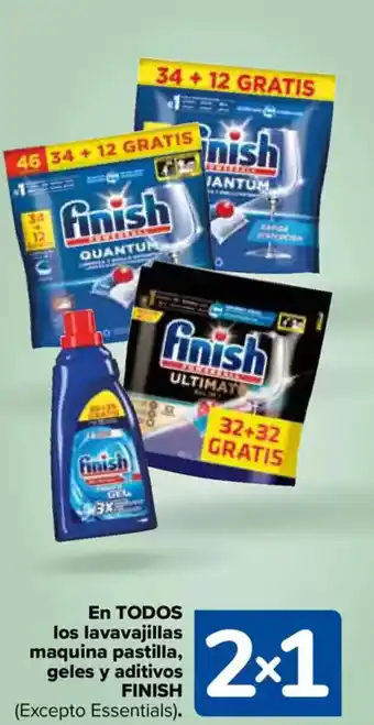 Carrefour FINISH En todos los lavavajillas maquina pastilla, geles y aditivos oferta