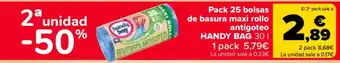 Carrefour HANDY BAG Pack 25 bolsas de basura maxi rollo antigoteo oferta