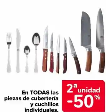 Carrefour En todas las piezas de cubertería y cuchillos individuales oferta