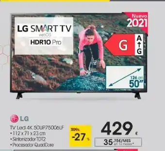 Eroski Lg Tv Led 4k 50up75006lf oferta