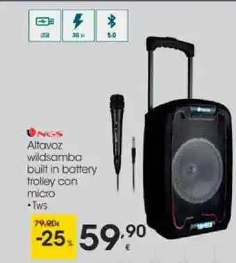 Eroski Ngs Altavoz Wildsamba Built In Battery Trolley Con Micro oferta