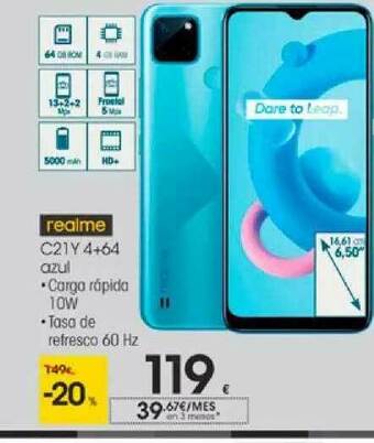 Eroski Realme C21y 4+64 Azul oferta