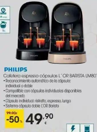 Eroski Philips Cafetera Espresso Cápsulas L'or Barista Lm80 oferta