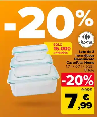 Carrefour CARREFOUR HOME Lote de 3 herméticos Borosilicato oferta