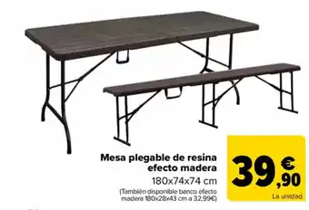 Carrefour Mesa plegable de resina efecto madera oferta