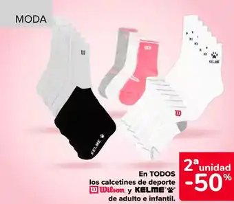 Carrefour MODA En todos los calcetines de deporte w wilson y kelme de adulto e infantil. oferta