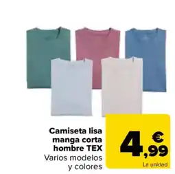 Carrefour TEX Camiseta lisa manga corta hombre oferta