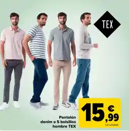 Carrefour TEX Pantalón denim o 5 bolsillos hombre oferta