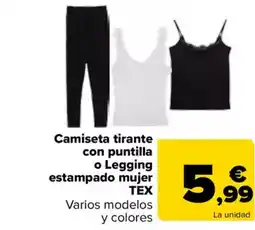 Carrefour TEX Camiseta tirante con puntilla o Legging estampado mujer oferta