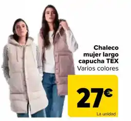 Carrefour TEX Chaleco mujer largo capucha oferta