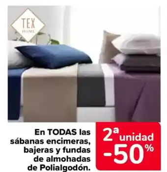 Carrefour En todas las sábanas encimeras, bajeras y fundas de almohadas de polialgodón. oferta