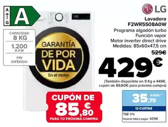 Carrefour LG Lavadora F2WR5S08A0W oferta