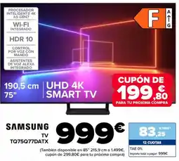 Carrefour SAMSUNG TV TQ75Q77DATX oferta