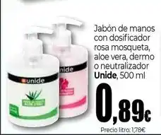 UDACO Unide - jabón de manos con dosificador rosa mosqueta, aloe vera, dermo o neutralizador oferta