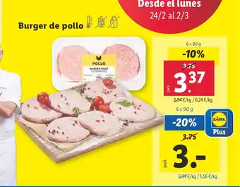 Lidl Burger de pollo oferta