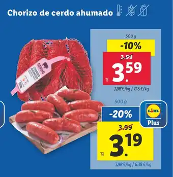 Lidl Chorizo de cerdo ahumado oferta