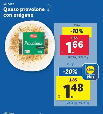 Lidl MILBONA Queso provolone con oregano oferta