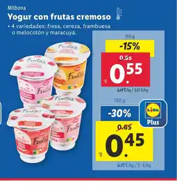 Lidl MILBONA Yogur con frutas cremoso oferta