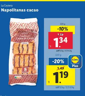 Lidl LA CESTERA Napolitanas cacao oferta