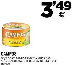BM Supermercados Campos Atún Claro En Aceite De Girasol 260g oferta