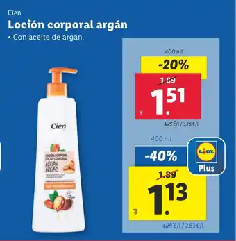 Lidl CIEN Loción corporal argán oferta