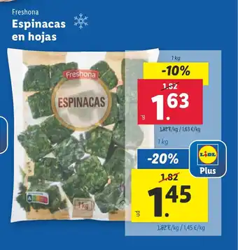 Lidl FRESHONA Espinacas en hojas oferta