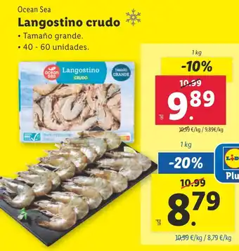 Lidl OCEAN SEA Langostino crudo oferta