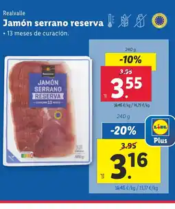 Lidl REALVALLE Jamón serrano reserva oferta