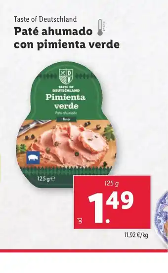 Lidl TASTE OF DEUTSCHLAND Paté ahumado con pimienta verde oferta