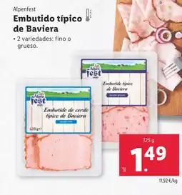 Lidl ALPENFEST Embutido típico de Baviera oferta