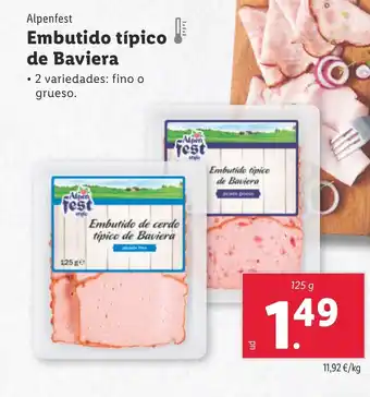 Lidl ALPENFEST Embutido típico de Baviera oferta