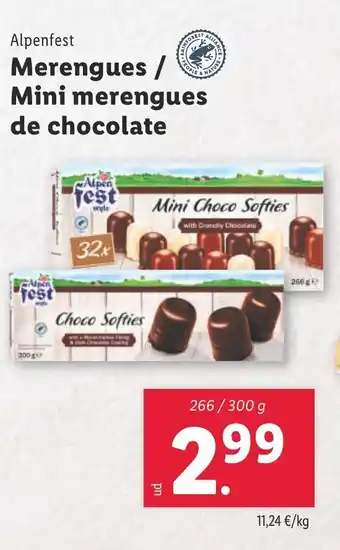 Lidl ALPENFEST Merengues/ Mini merengues de chocolate oferta