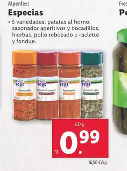 Lidl ALPENFEST Especias oferta