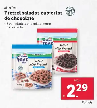 Lidl ALPENFEST Pretzel salados cubiertos oferta