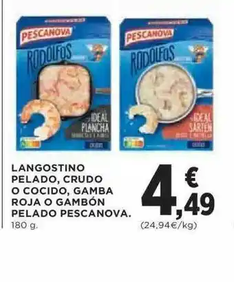 Hipercor Langostino Pelado Crudo O Cocido Gamba Roja O Gambón Pelado Pescanova oferta