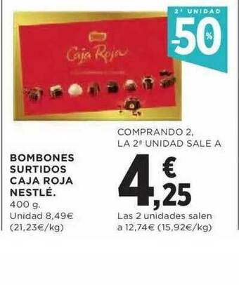 Hipercor 2a Unidad -50% Bombones Surtidos Caja Roja Nestlé oferta