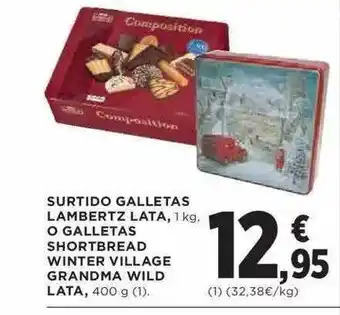 Hipercor Surtido Galletas Lambertz Lata O Galletas Shortbread Winter Village Grandma Wild Lata oferta