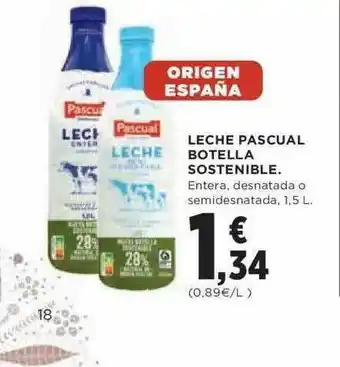 Hipercor Leche Pascual Botella Sostenible oferta