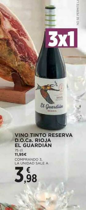Hipercor Vino Tinto Reserva D.o.ca. Rioja El Guardián oferta
