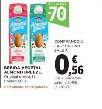 Hipercor 2a Unidad -70% Bebida Vegetal Almond Breeze oferta