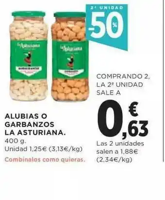 Hipercor 2a Unidad -50% Alubias O Garbanzos La Asturiana oferta