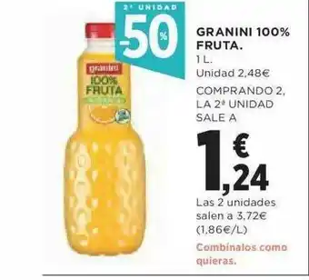 Hipercor 2a Unidad -50% Granini 100% Fruta oferta