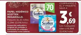 Hipercor 2a Unidad -70% Papel Higiénico Scottex Megarollo oferta