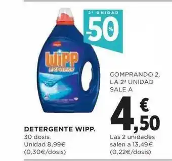 Hipercor 2a Unidad -50% Detergente Wipp oferta