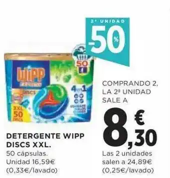 Hipercor 2a Unidad -50% Detergente Wipp Discs Xxl oferta