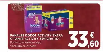 Hipercor Pañales Dodot Activity Extra O Pants Activity 35% Gratis oferta